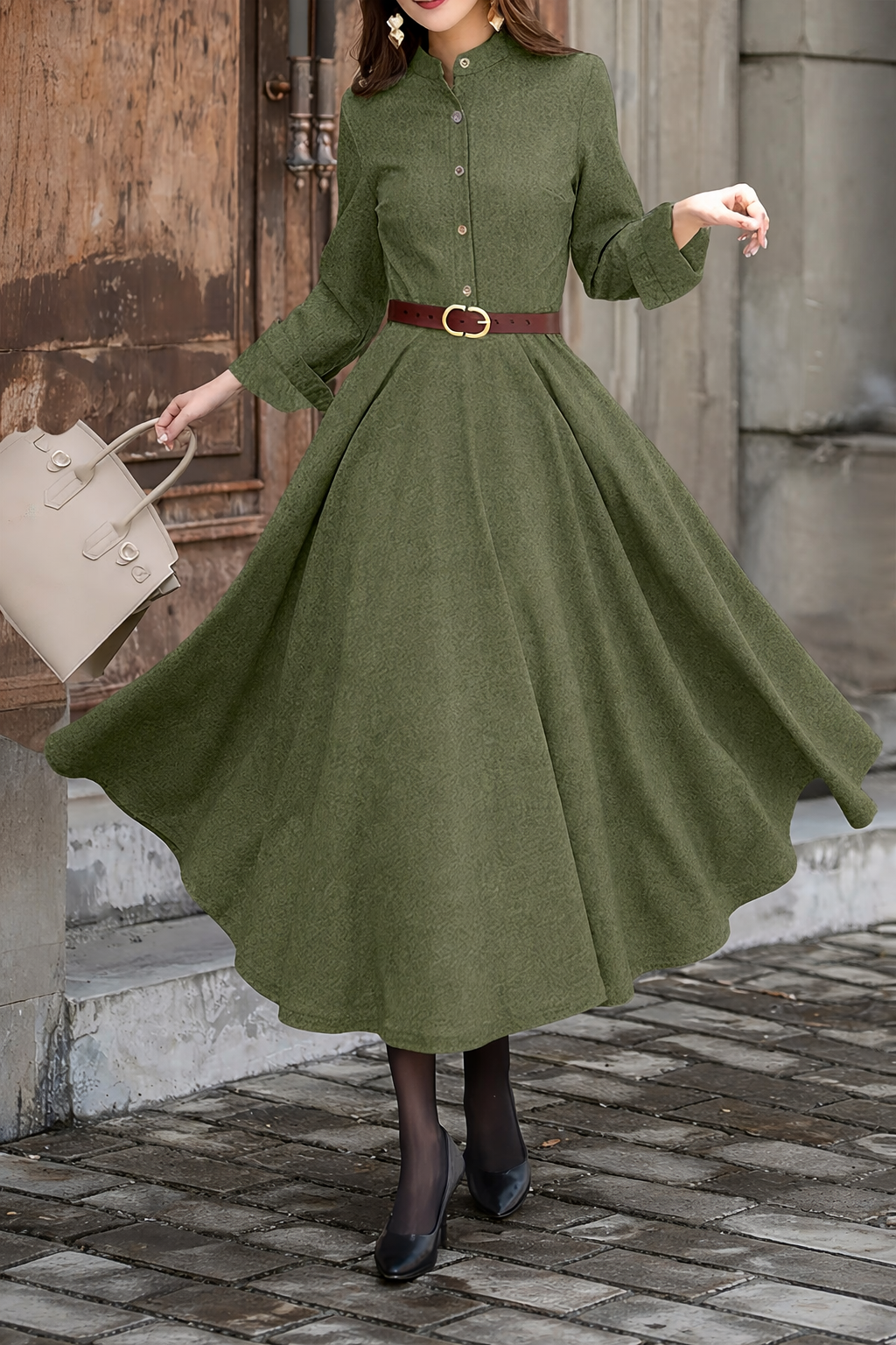 Flexora® 55% Long-sleeve midi dress