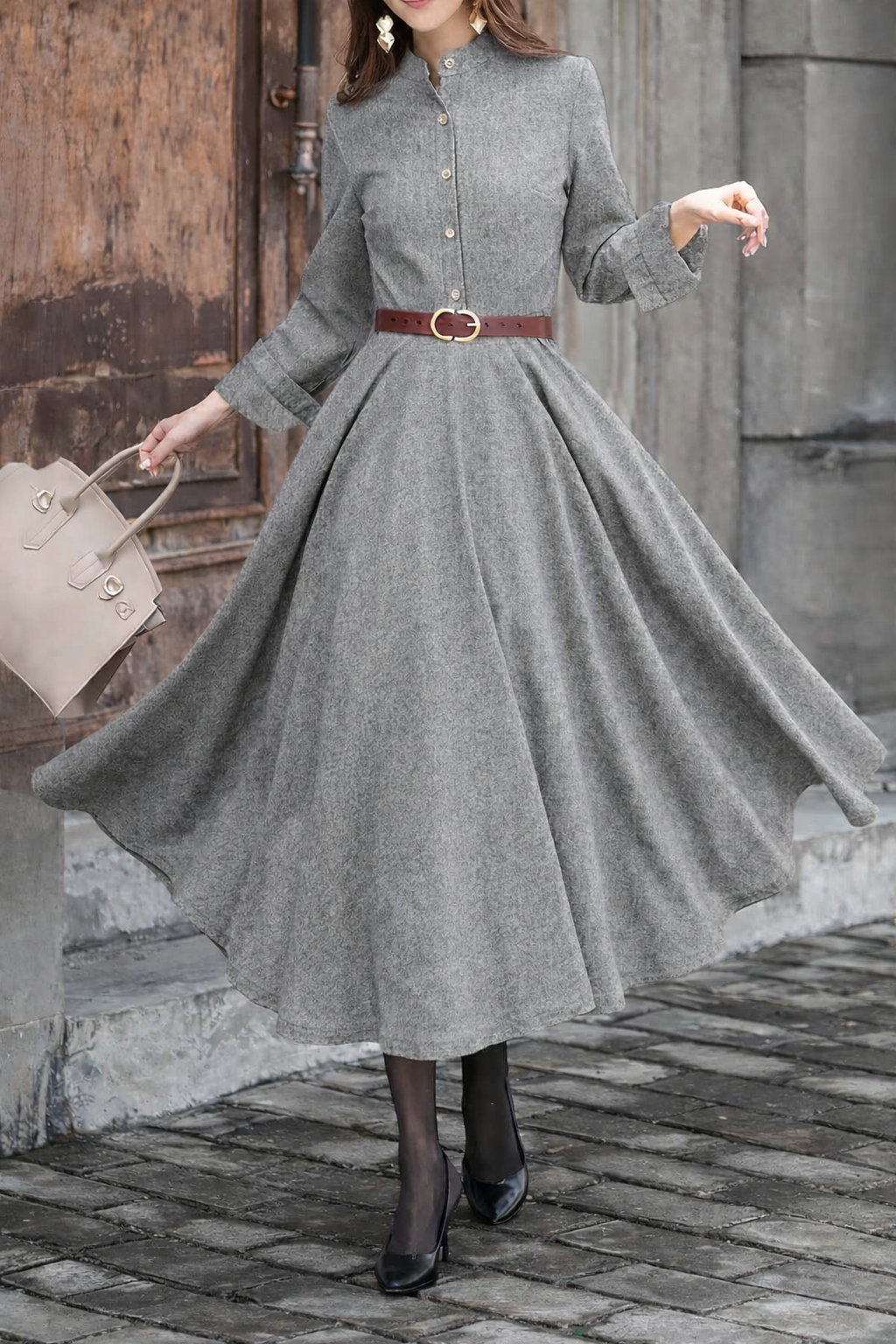 Flexora® 55% Long-sleeve midi dress