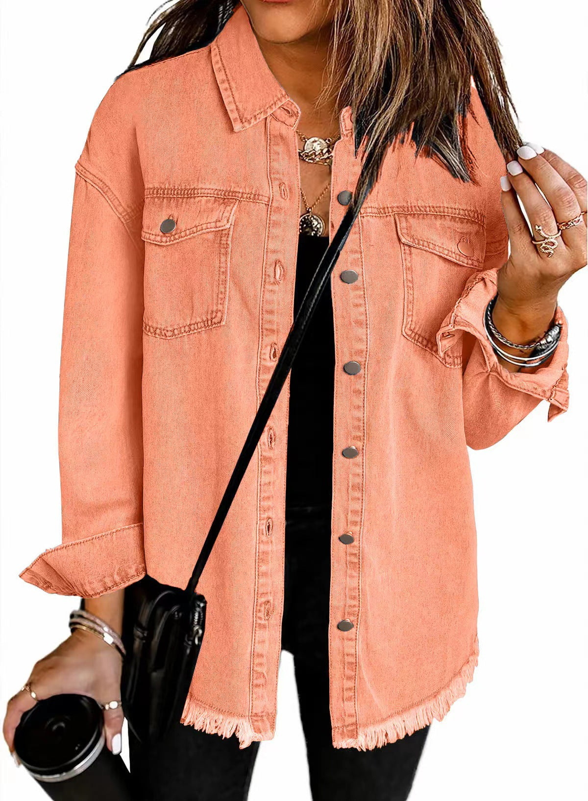 Oversized Lilac Denim Shirt Jacket – Casual Streetwear Style