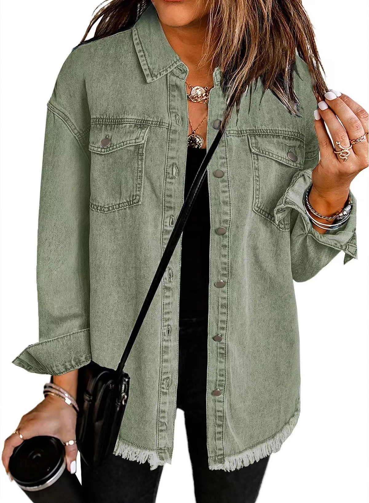 Oversized Lilac Denim Shirt Jacket – Casual Streetwear Style