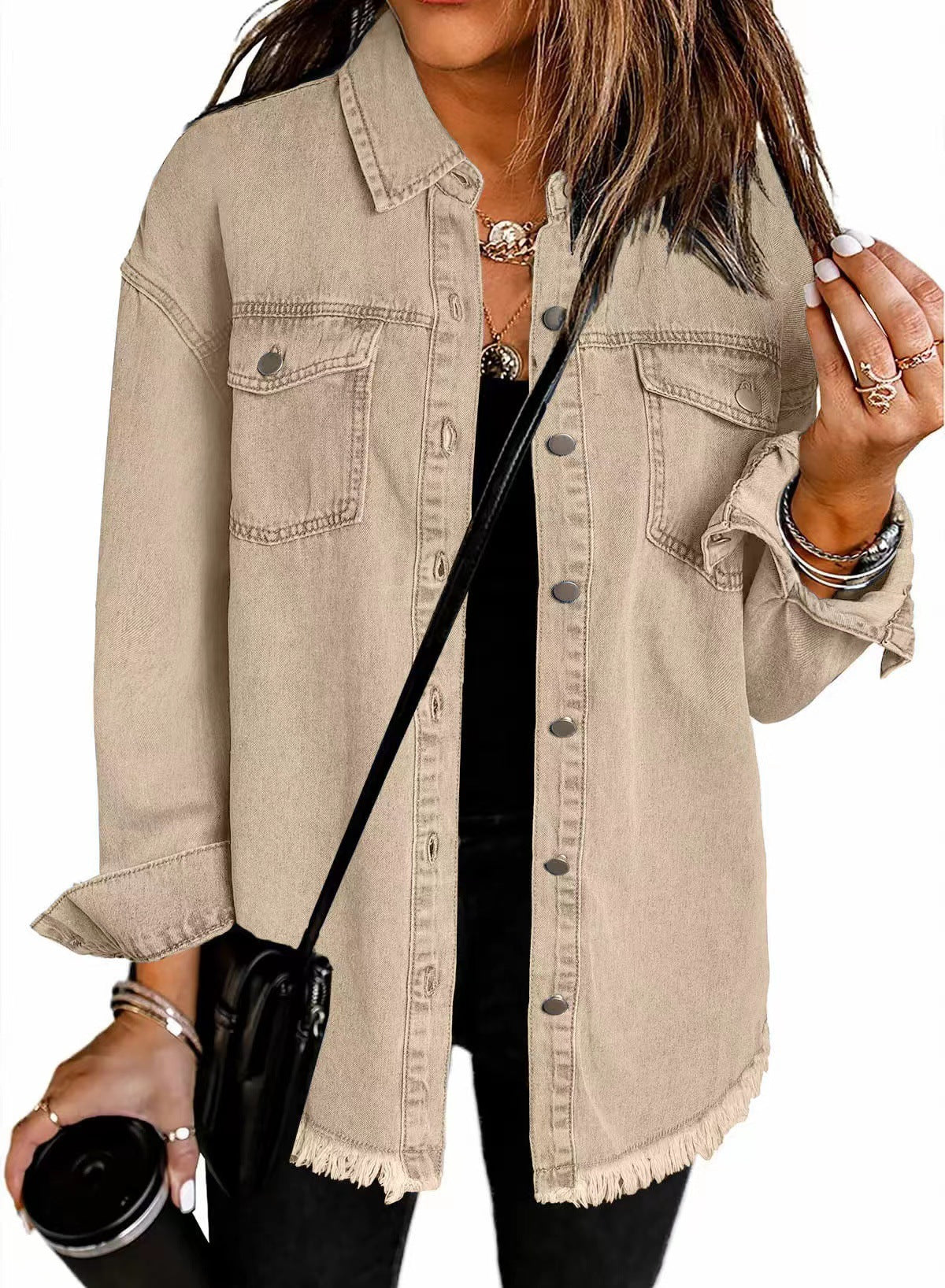 Oversized Lilac Denim Shirt Jacket – Casual Streetwear Style