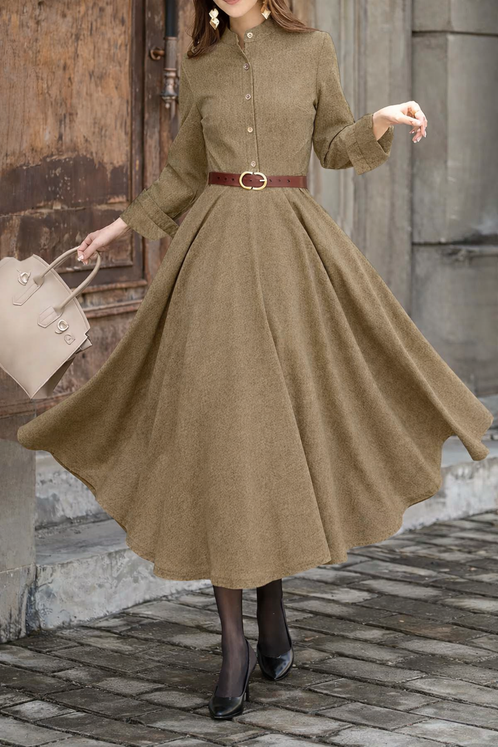 Flexora® 55% Long-sleeve midi dress